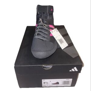 Men’s adidas Black and Pink High-Top wrestling Sneakers